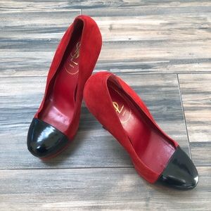 YSL Tribtoo suede cap toe pumps